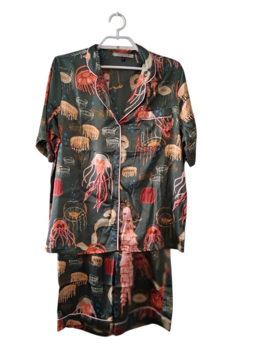 Their Nibs pajamas womens XL satin cropped pants shirt jelly fish